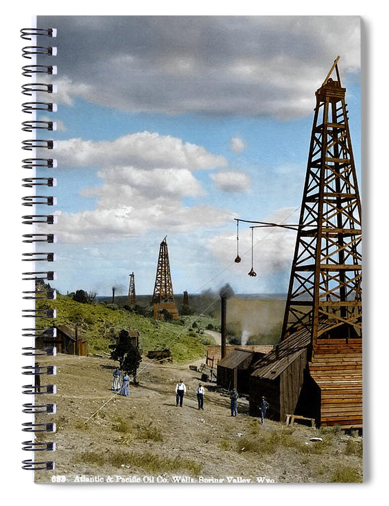 1910 Spiral Notebook featuring the photograph Oil Well by Granger