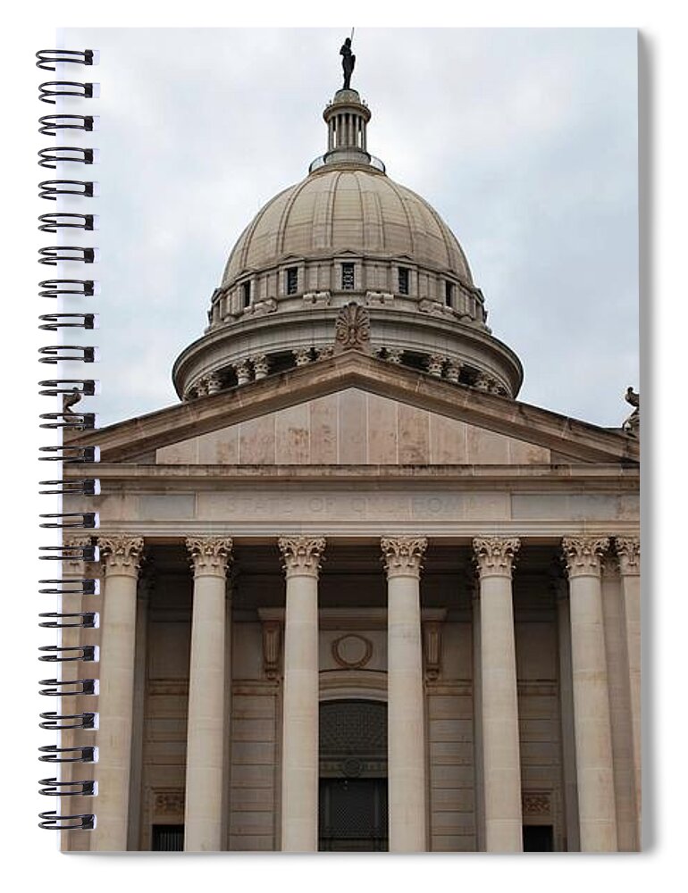 City Spiral Notebook featuring the photograph Oklahoma State Capitol - Front View by Matt Quest