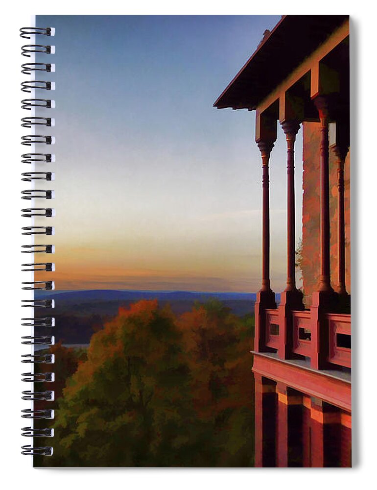 Olana Piazza Spiral Notebook featuring the painting Olana piazza by Jeelan Clark