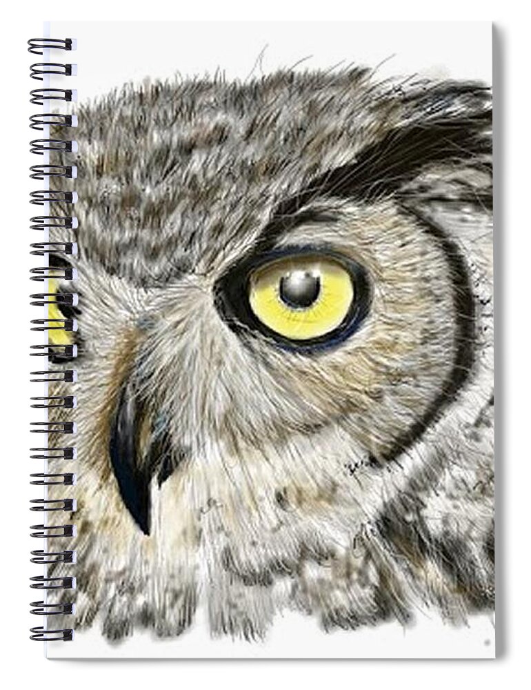 Owl Spiral Notebook featuring the digital art Old and wise by Darren Cannell