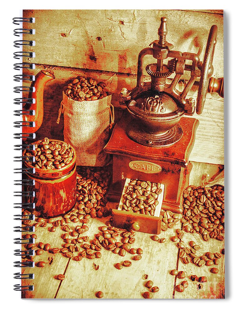 Restaurant Spiral Notebook featuring the photograph Old bean mill decor. Kitchen art by Jorgo Photography