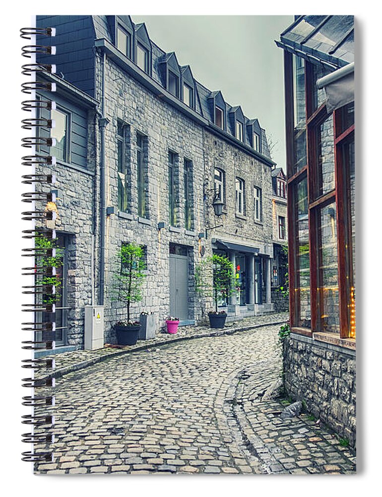Sky Spiral Notebook featuring the photograph old Belgium town Durbuy by Ariadna De Raadt