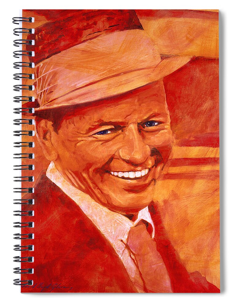 Frank Sinatra Spiral Notebook featuring the painting Old Blue Eyes by David Lloyd Glover