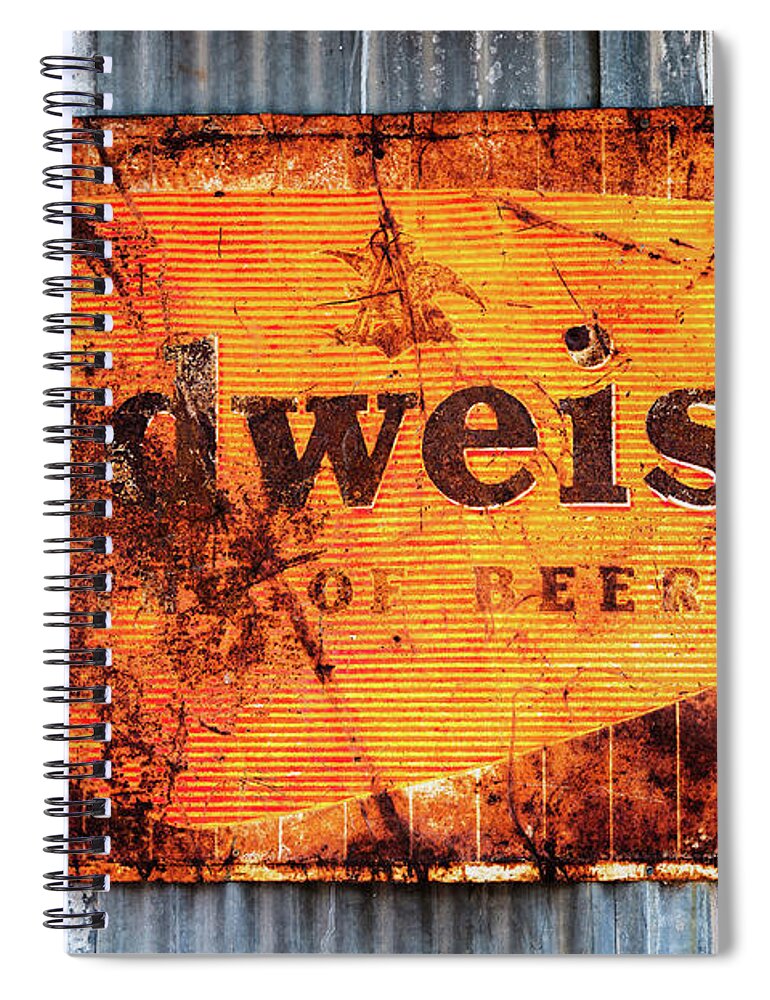 Old Spiral Notebook featuring the photograph Old Budweiser Sign by M G Whittingham
