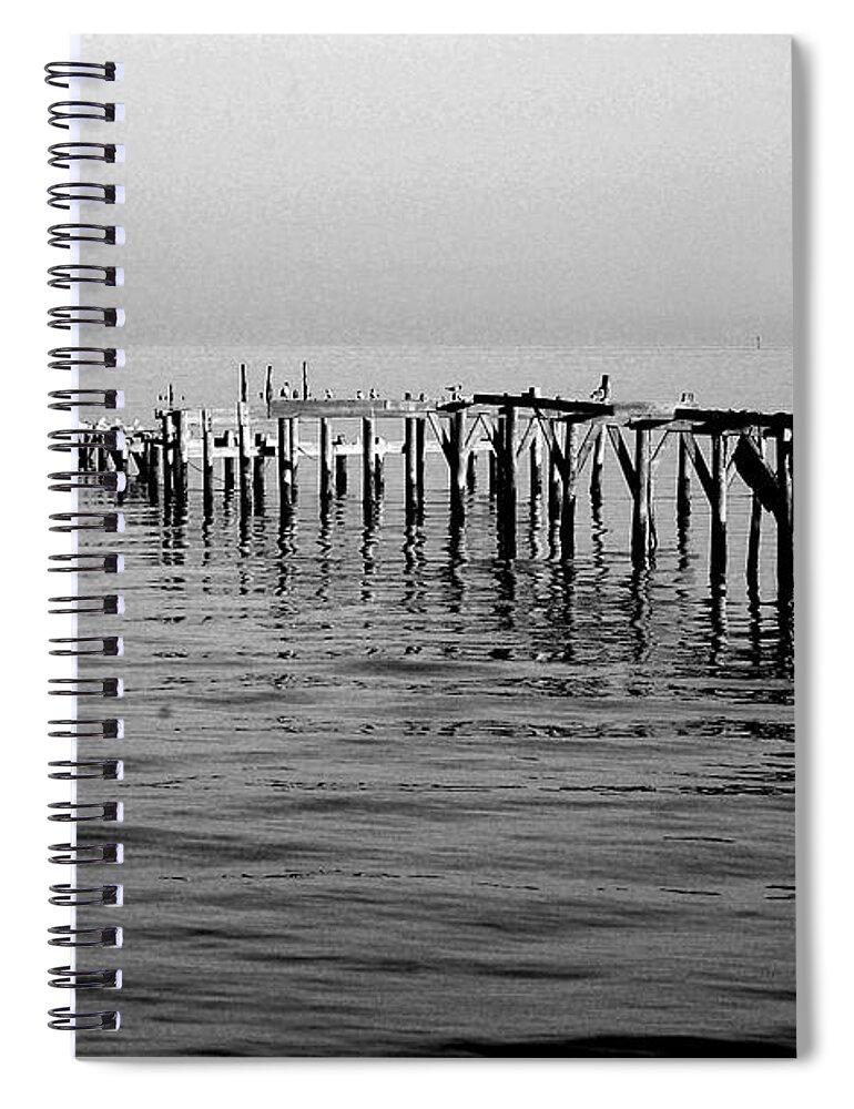 Beach Spiral Notebook featuring the painting Old Dock by Michael Thomas
