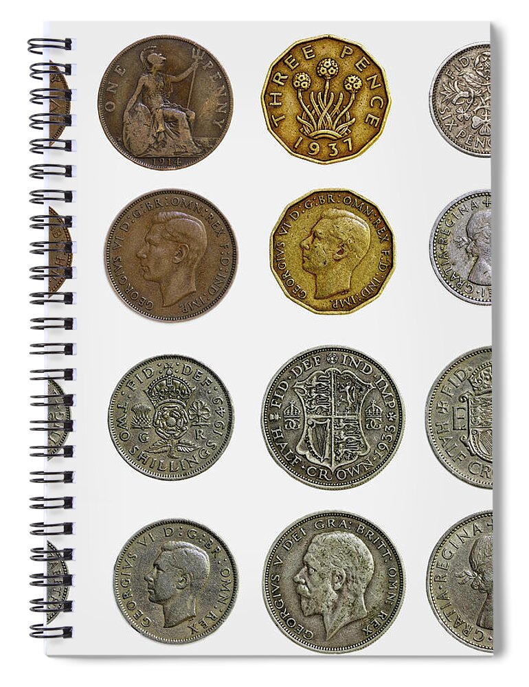 Silver Spiral Notebook featuring the photograph Old English Coins by Rick Deacon