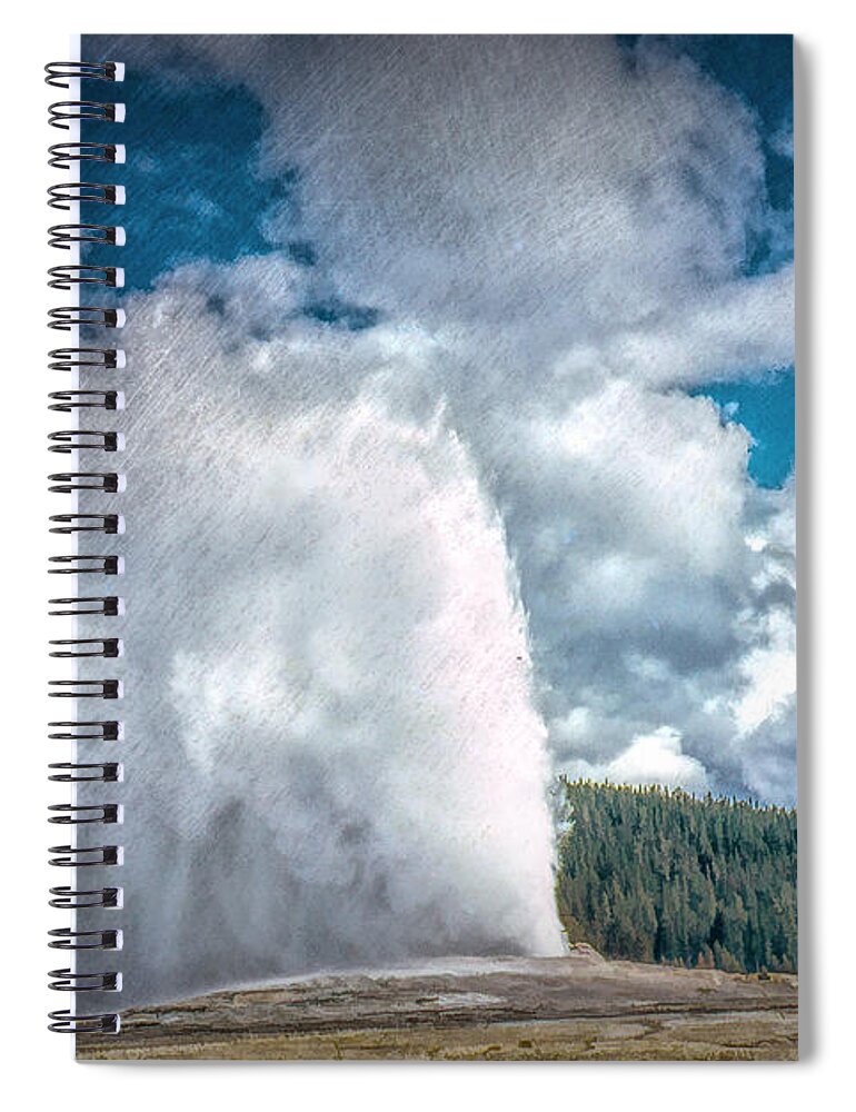  Spiral Notebook featuring the photograph Old Faithful Vintage 4 by Cathy Anderson