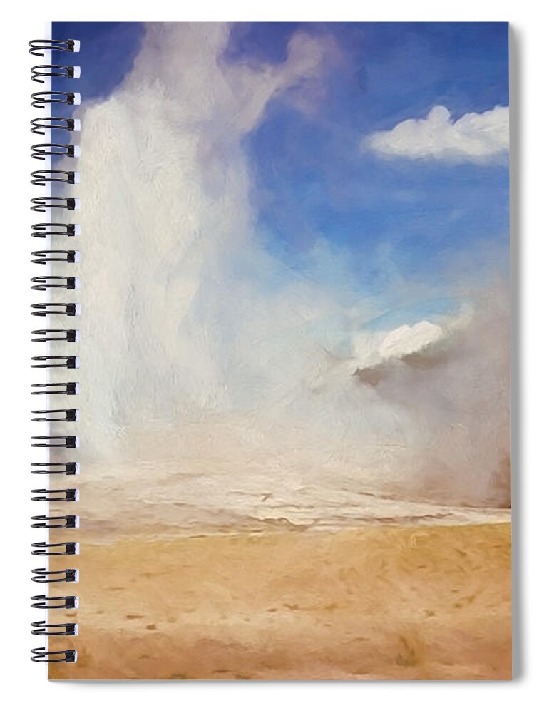  Spiral Notebook featuring the digital art Old Faithful Vintage 5 by Cathy Anderson