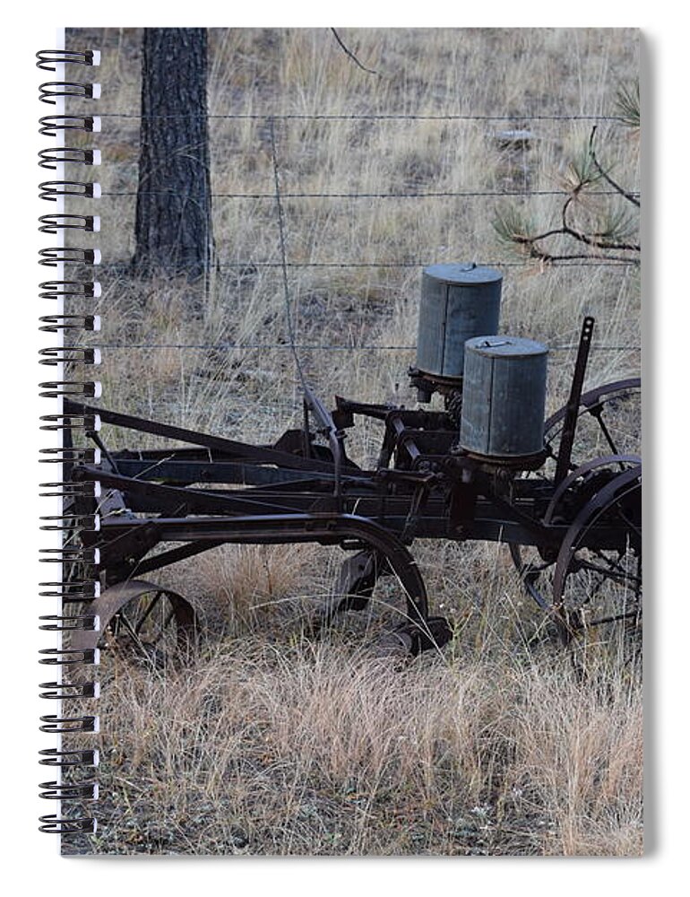 Old Spiral Notebook featuring the photograph Old Farm Implement Lake George CO #3 by Margarethe Binkley