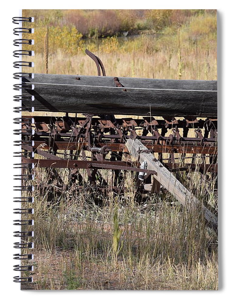 Old Spiral Notebook featuring the photograph Farm Implament Westcliffe CO by Margarethe Binkley