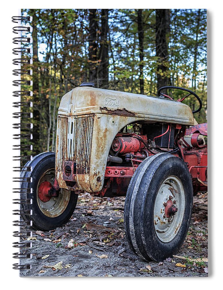 Springfield Spiral Notebook featuring the photograph Old Ford Vintage Tractor in the Woods by Edward Fielding