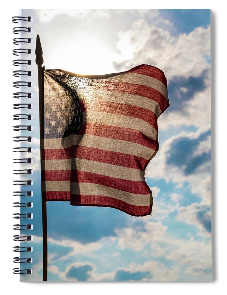 Flag Spiral Notebook featuring the photograph Old Glory by Barry Wills