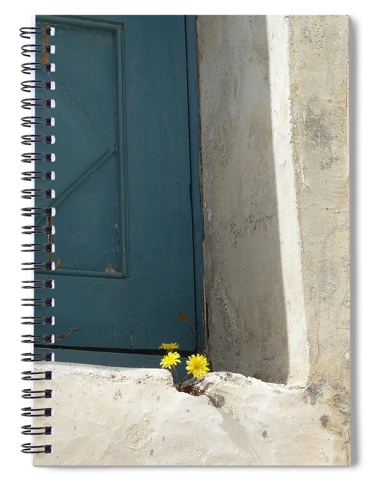 Old Spiral Notebook featuring the photograph Old Greek Door by Valerie Ornstein