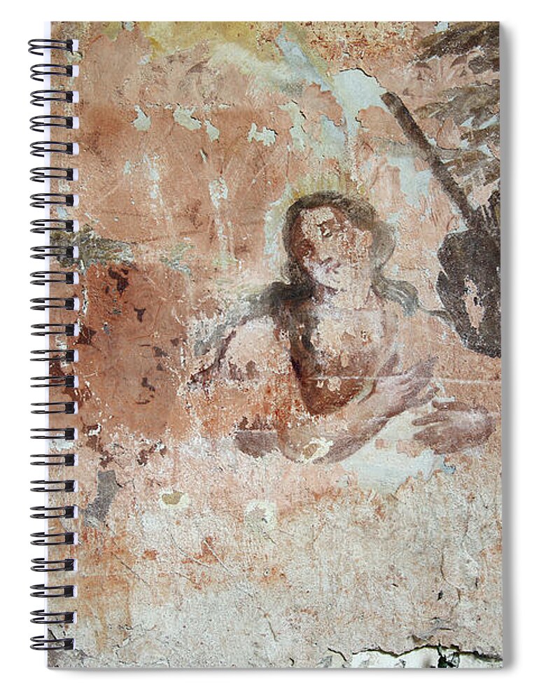 Painting Spiral Notebook featuring the photograph Old mural painting in the ruins of the church by Michal Boubin
