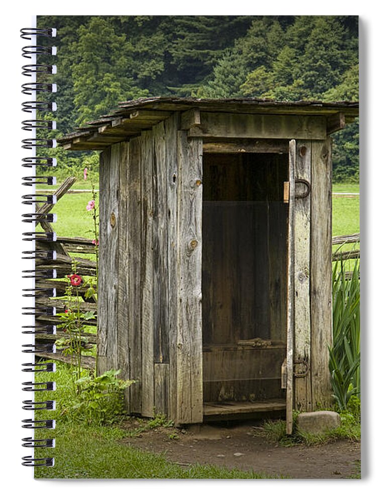 Art Spiral Notebook featuring the photograph Old Outhouse on the Museum Farm in the Smoky Mountains by Randall Nyhof