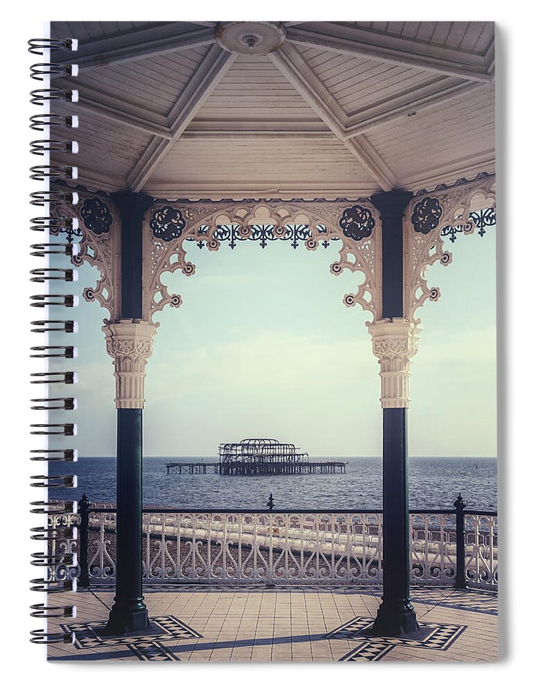 Atmospheric Spiral Notebook featuring the photograph old pier Brighton by Joana Kruse