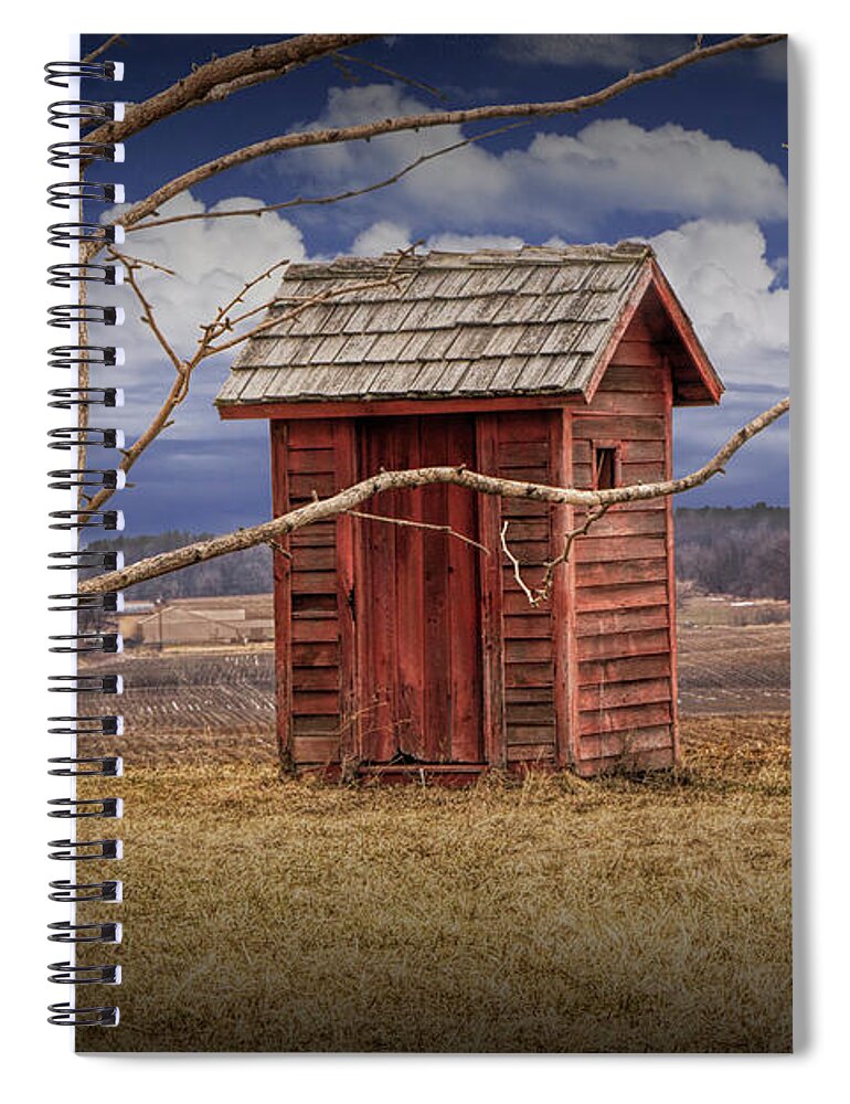 Outhouse Spiral Notebook featuring the photograph Old Rustic Wooden Outhouse in West Michigan by Randall Nyhof