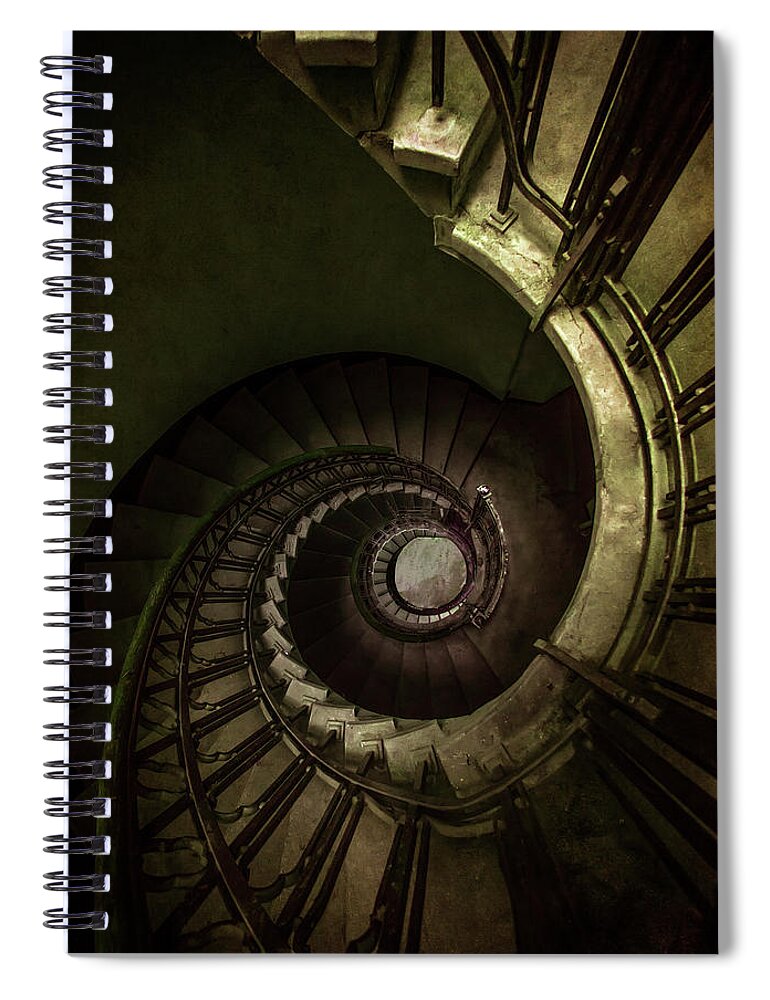 Architecture Spiral Notebook featuring the photograph Old rusty spiral staircase by Jaroslaw Blaminsky