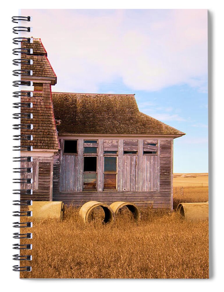 Old Spiral Notebook featuring the photograph Old School House in North Dakota by Jeff Swan