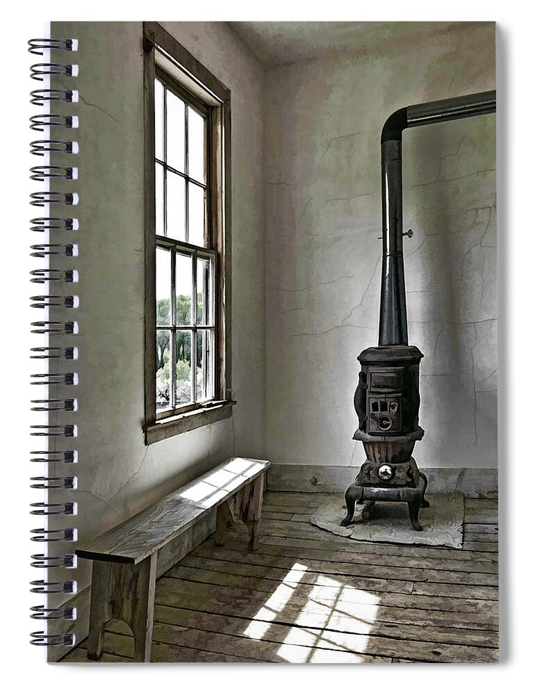 Old School House Stove Spiral Notebook featuring the photograph Old School House Stove by Wes and Dotty Weber