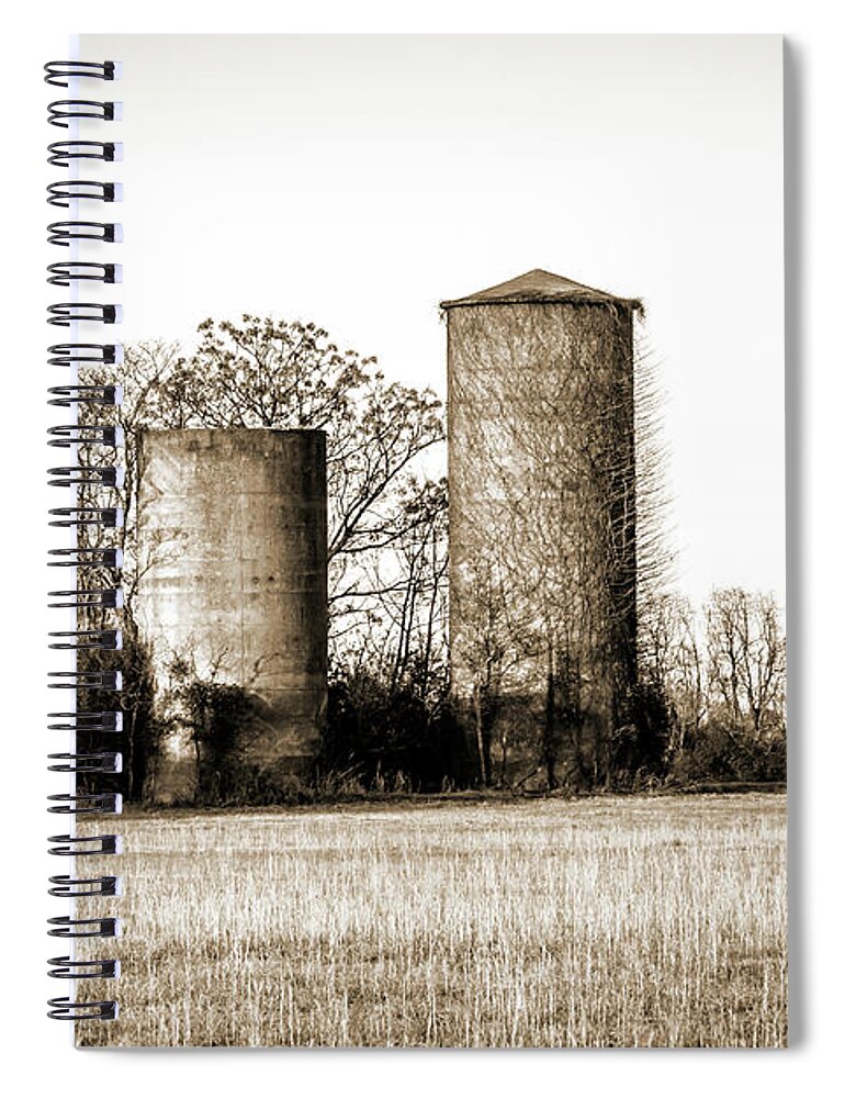 Old Silos Spiral Notebook featuring the photograph Old Silos by Barry Jones