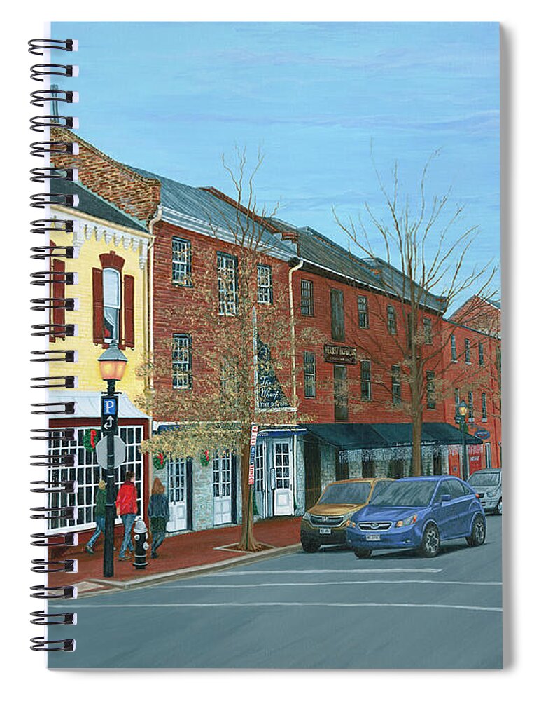 Old Spiral Notebook featuring the painting Old Town Alexandria in December by Aicy Karbstein