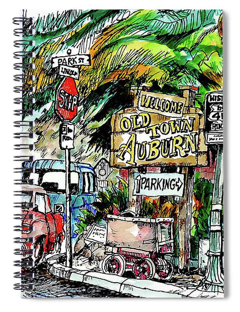 Auburn Spiral Notebook featuring the painting Old Town Auburn by Terry Banderas