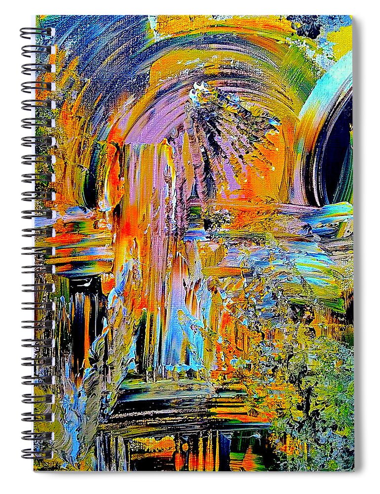 Abstract Art Print Spiral Notebook featuring the painting OLD TOWN OF NICE 2 of 3 by Monique Wegmueller
