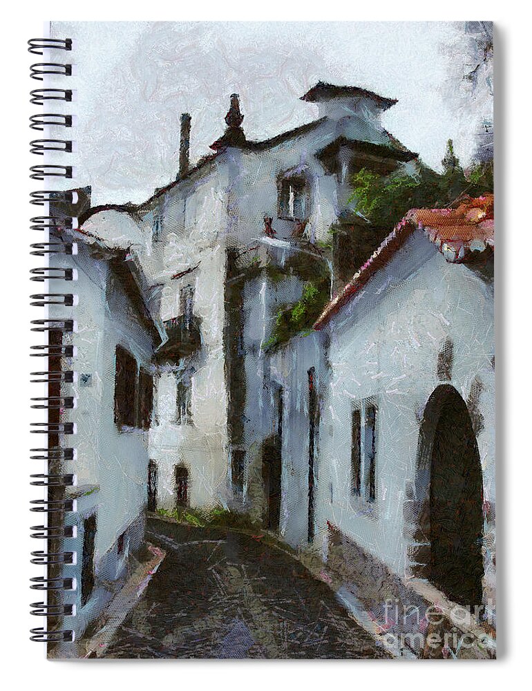 Painting Spiral Notebook featuring the painting Old Town Street by Dimitar Hristov
