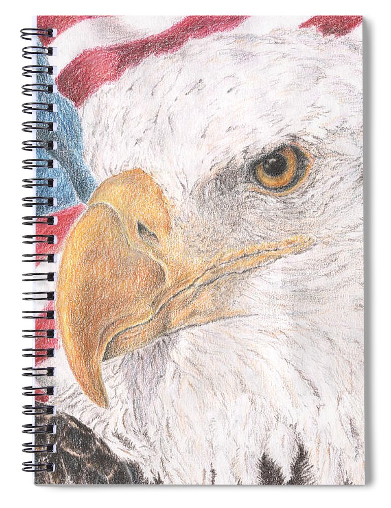 Eagle Spiral Notebook featuring the drawing Old Values by Pris Hardy