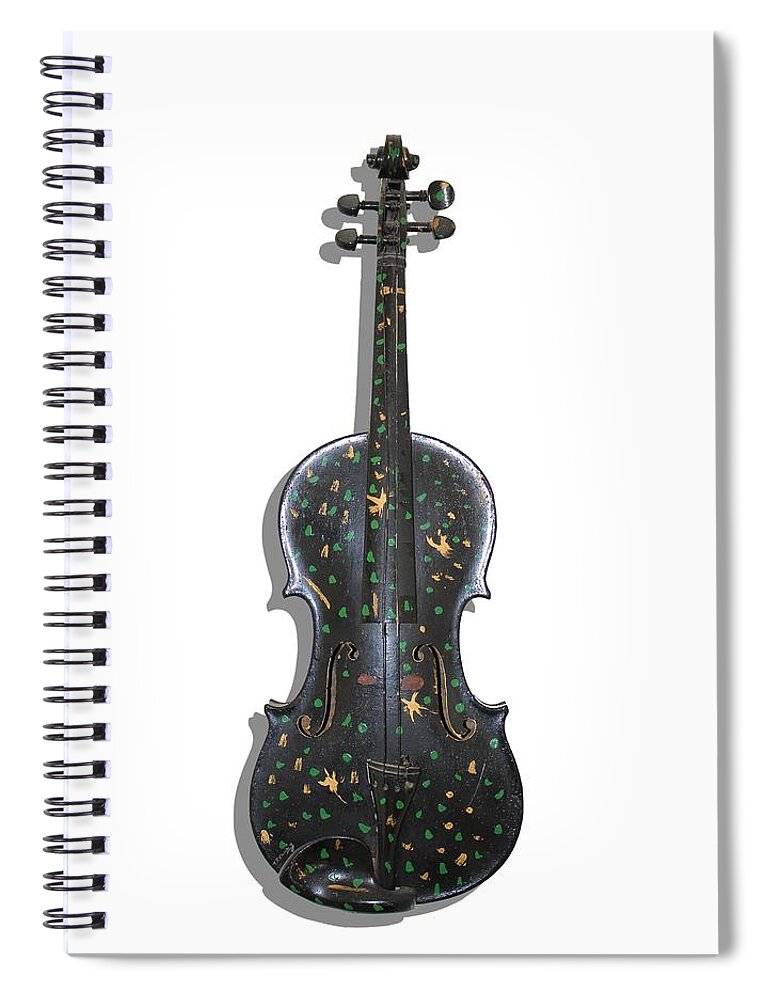Violin Spiral Notebook featuring the photograph Old Violin with painted symbols by Tom Conway