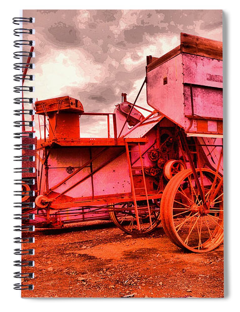 Harvestor Spiral Notebook featuring the photograph Old wheat harvestor by Jeff Swan