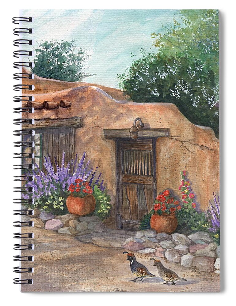 Old Adobe Spiral Notebook featuring the painting Old Adobe Cottage by Marilyn Smith