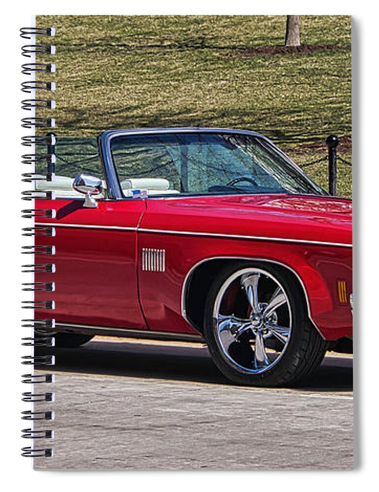 Oldsmobile Spiral Notebook featuring the photograph Oldsmobile Delta Royale 88 Red Convertible by Steven Ralser