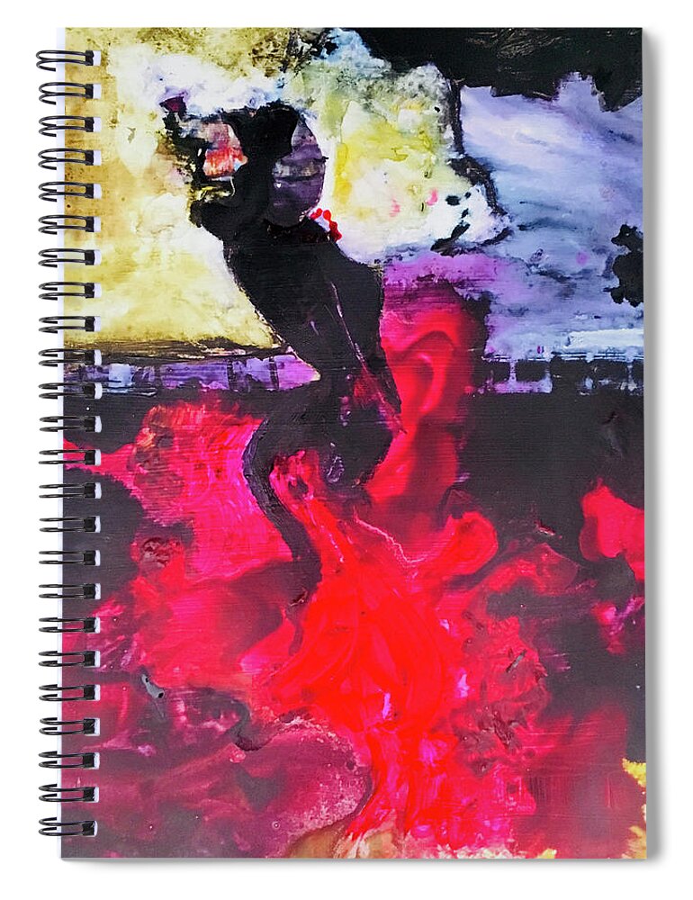 Red Spiral Notebook featuring the painting Ol'e by Carole Johnson