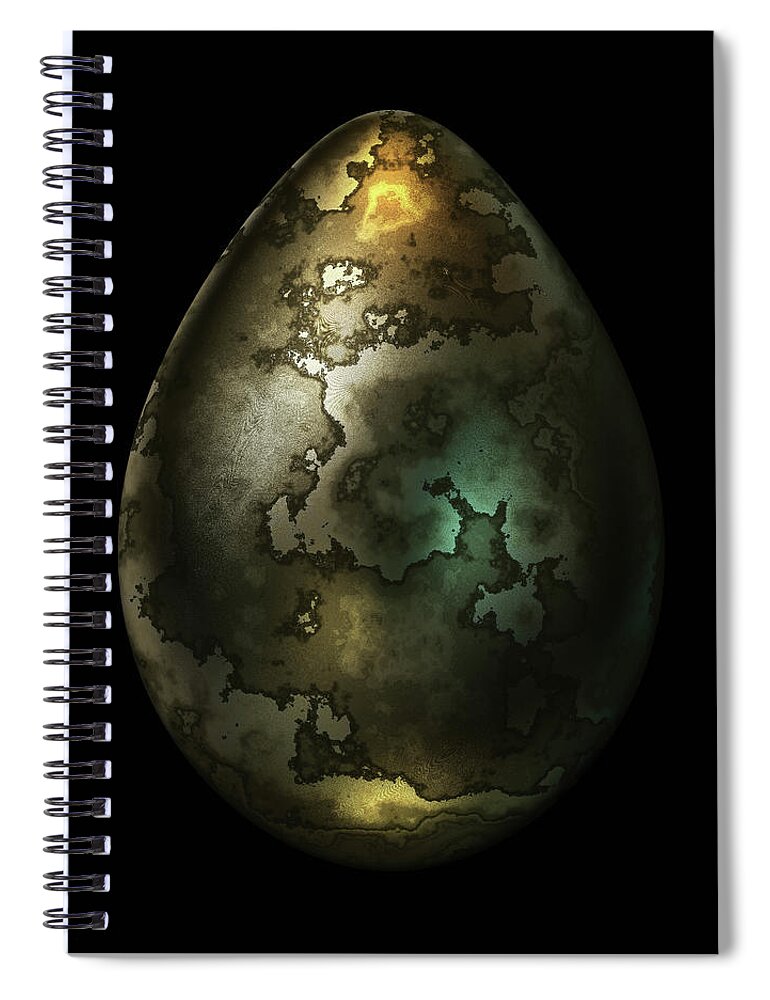 Series Spiral Notebook featuring the digital art Olive Gold Egg by Hakon Soreide