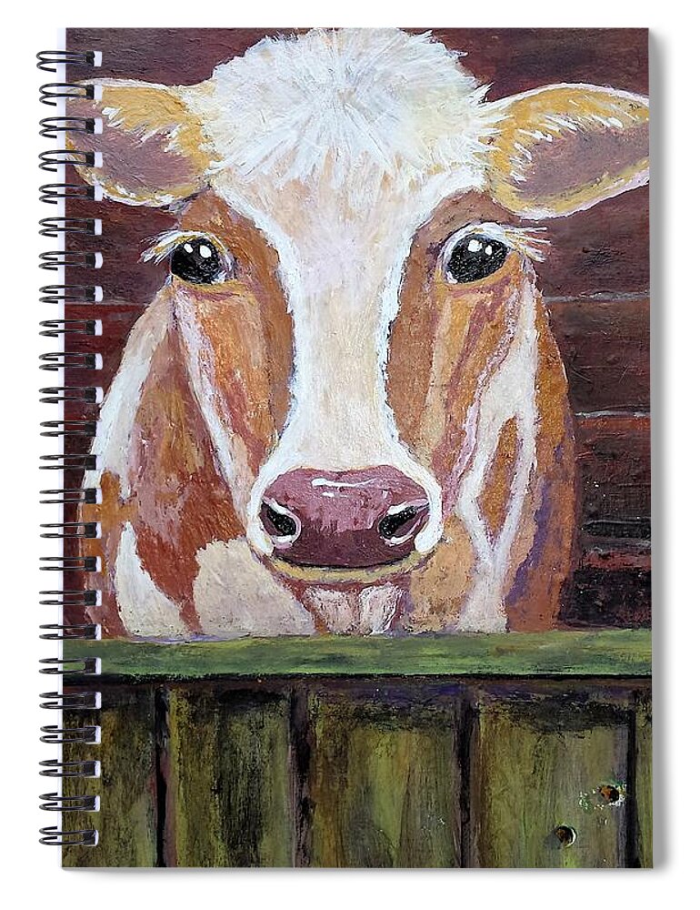 Cows Spiral Notebook featuring the painting Olivia by Suzanne Theis