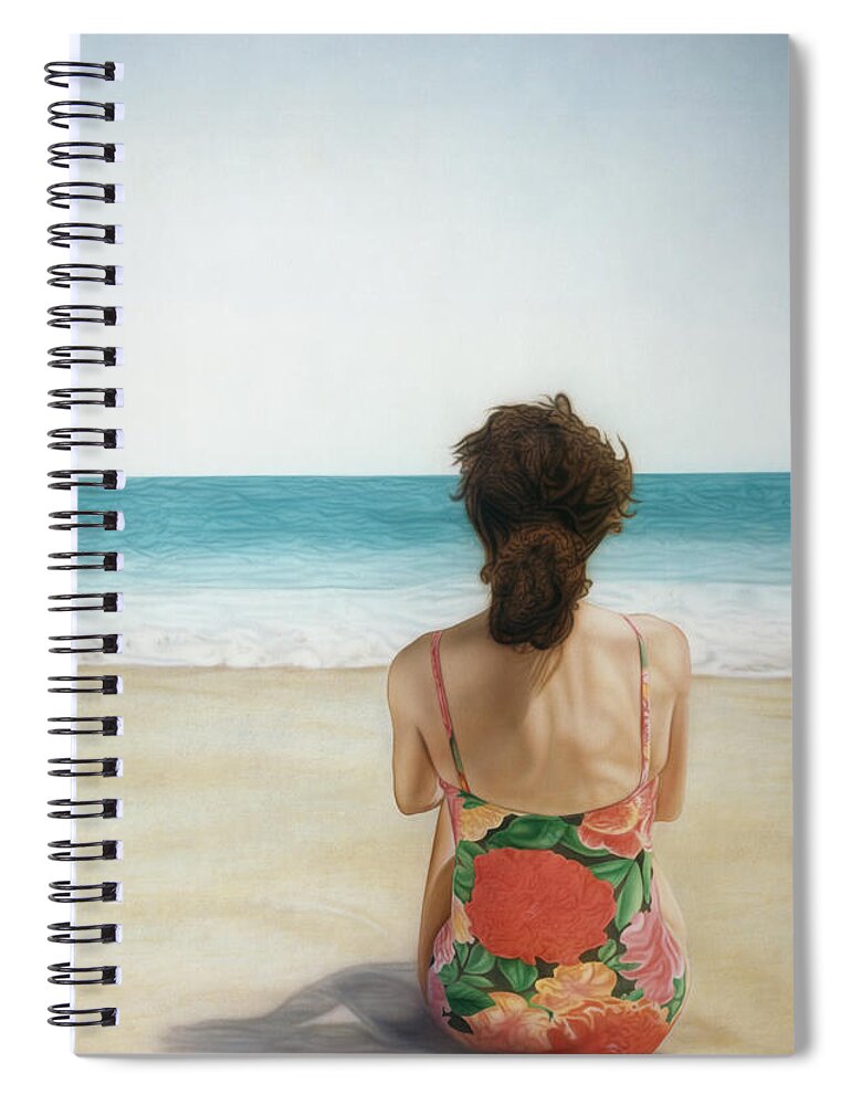 Beach Spiral Notebook featuring the painting On The Beach by Rich Milo