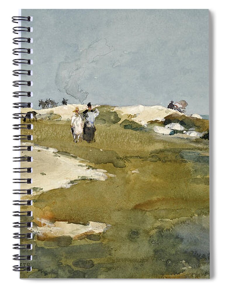 Childe Hassam Spiral Notebook featuring the drawing On the Chalk Cliffs. Broadstairs by Childe Hassam