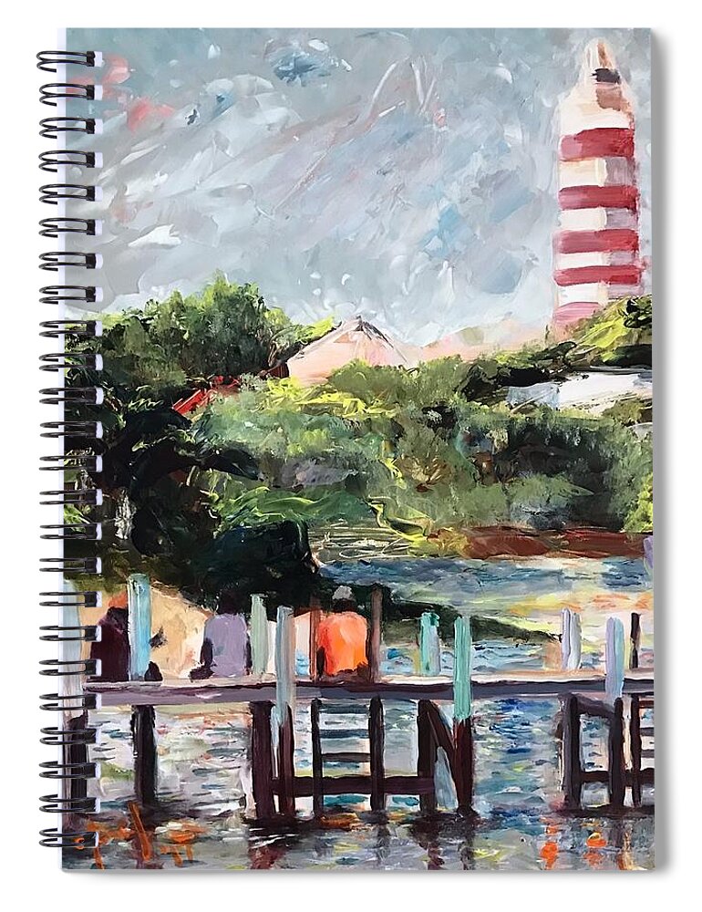 Hope Town Spiral Notebook featuring the painting On the Dock by Josef Kelly