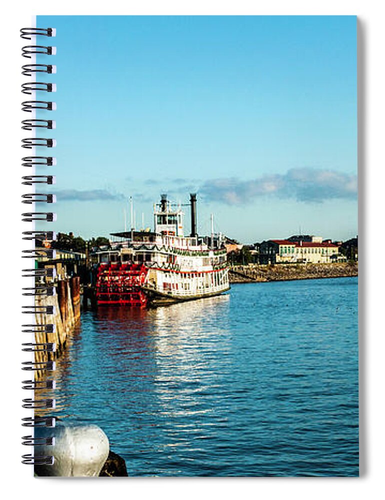 Natchez Riverboat Spiral Notebook featuring the photograph On The River Front by Frances Ann Hattier