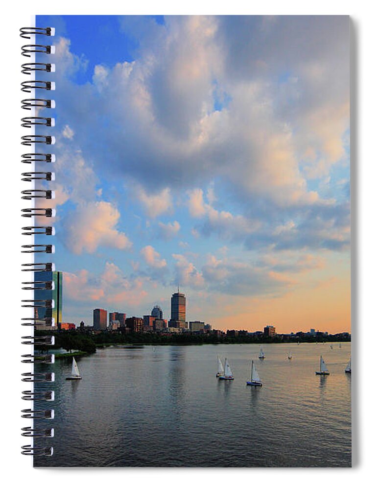 Longfellow Bridge Spiral Notebook featuring the photograph On The River by Rick Berk