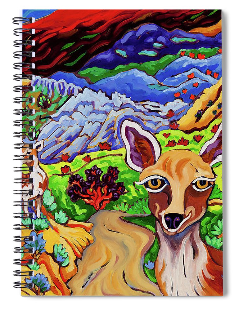 Deer Spiral Notebook featuring the painting On the Road Again by Cathy Carey