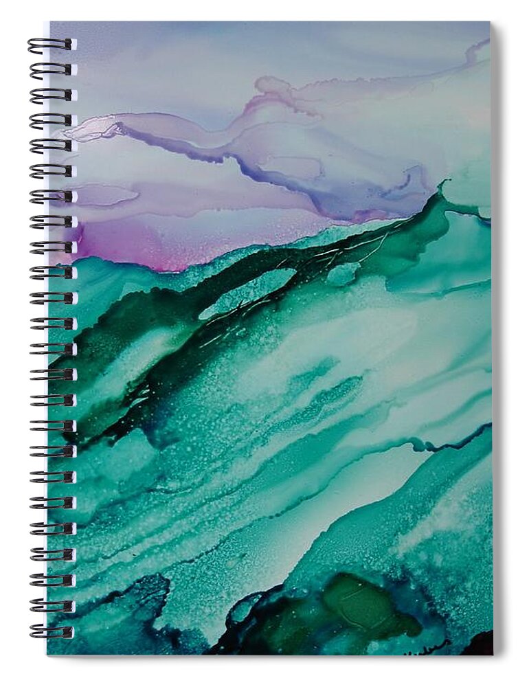 Ocean Spiral Notebook featuring the painting On The Rocks by Susan Kubes