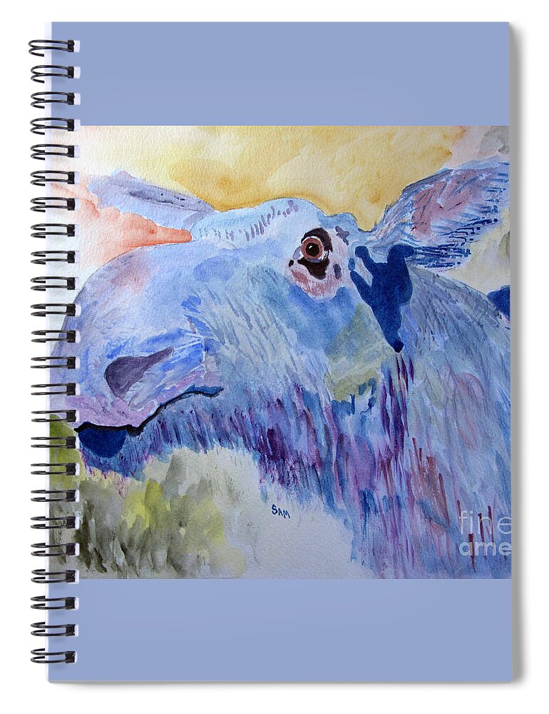 Moose Spiral Notebook featuring the painting Once in a Blue Moose by Sandy McIntire