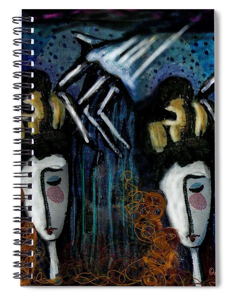 Faces Spiral Notebook featuring the digital art Once There Were Two by Delight Worthyn