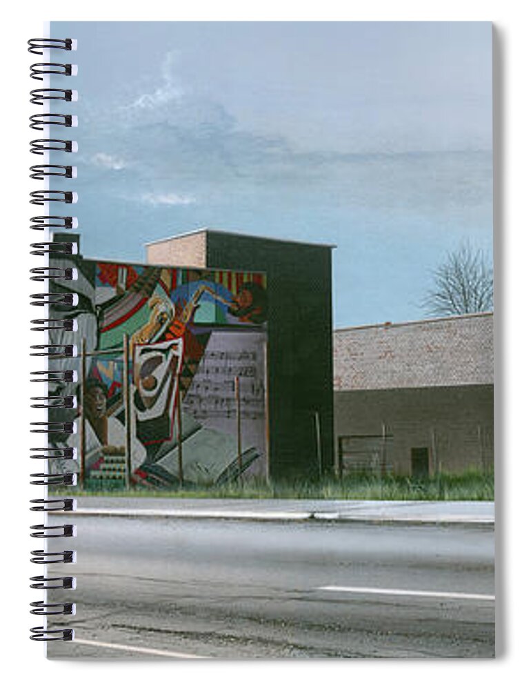 City Scape Spiral Notebook featuring the painting One Artist to Another by Mike Brown