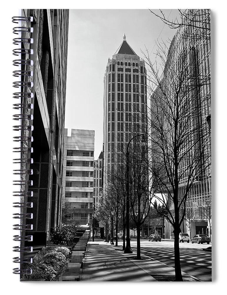 Midtown Atlanta Spiral Notebook featuring the photograph One Atlantic Center in Black and White by Jill Lang