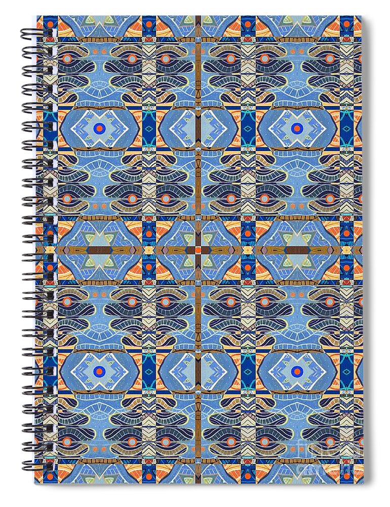 Blue Spiral Notebook featuring the digital art One Earth One People by Helena Tiainen