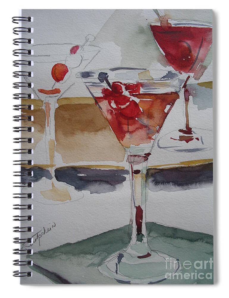 Martini Spiral Notebook featuring the painting One Too Many by Sandra Strohschein